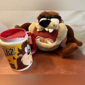 90’s Tasmanian Devil Set: Talking Taz Plush‎ and ‘94 Taz Walmart Collectors Cup